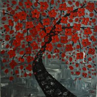 Laura Caretta Painter - 42 Cherry blossom red - 2017 oil on canvass 60x60
