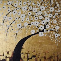 Laura Caretta Painter - 83 Cherry blossom on gold - 2019 - acrilic on canvass 60x60