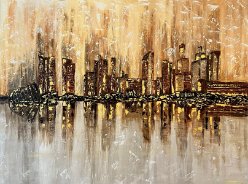 “Burning City” - Oil using knife, 2022 Symmetry is critical in my art, ensuring that colors, textures, and sometimes even the subject are balanced in the same picture. Warmer tones give a sense of...