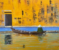 Laura Caretta Painter - 133 waiting on the river v2 - 2021 - acrylic with knife - 60x75