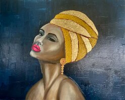 Gold - 2021 - oil on canvass - 60x75 Simple tones with a pop of color. I mostly focused on shadows in this one, to create the sense of a warm light coming from outside the painting. Neutral colors...